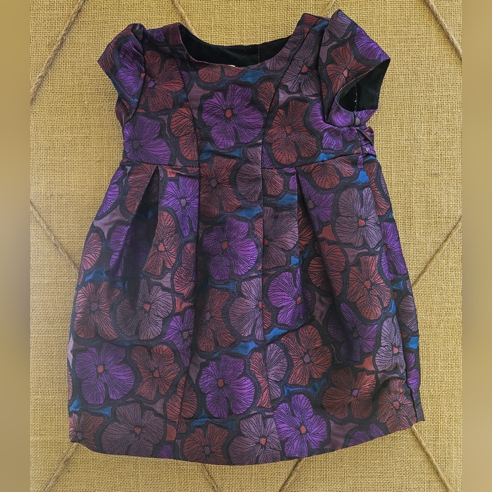 Pippa & Julie Purple and Black Floral Dress Girls 24 Months